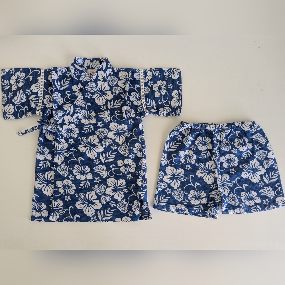 Baby Yukata Set Japanese Kimono 18-24 Months Ceremony Hibiscus Okinawa - Picture 4 of 14